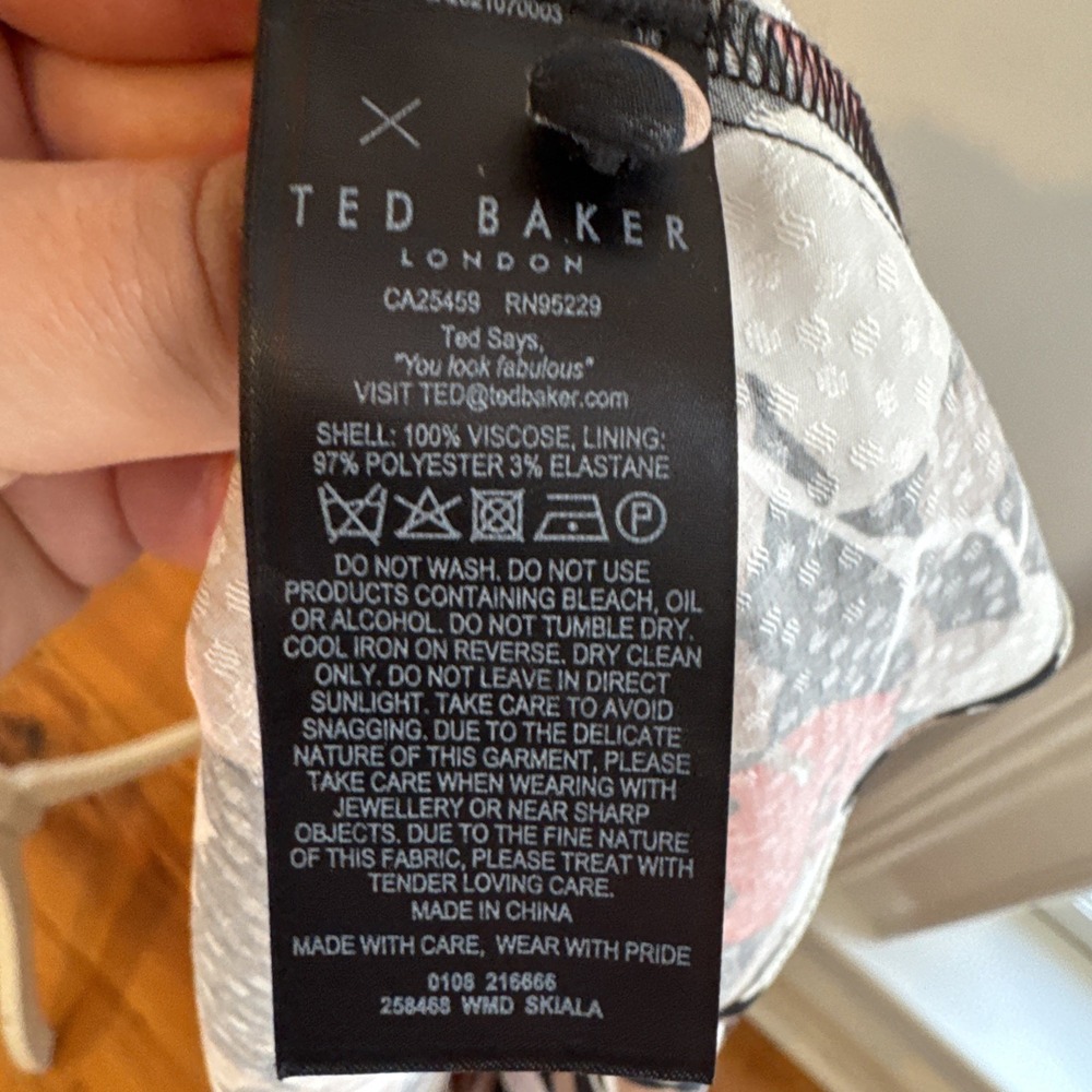 Ted Baker Skiala Floral Puff Sleeve Mini Dress M Feminine Coquette Old Money - Picture 7 of 9